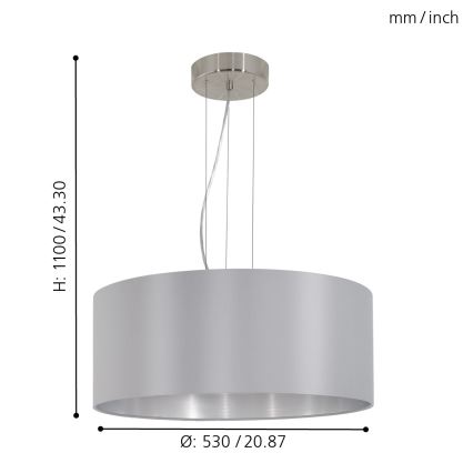 Eglo - Lestenec na vrvici 3xE27/60W/230V