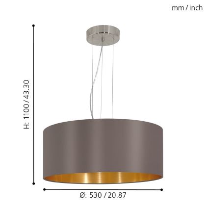 Eglo - Lestenec na vrvici 3xE27/60W/230V