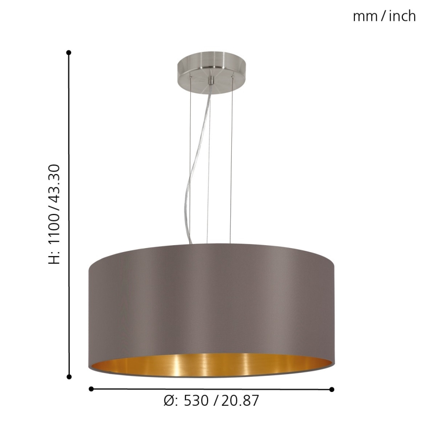 Eglo - Lestenec na vrvici 3xE27/60W/230V