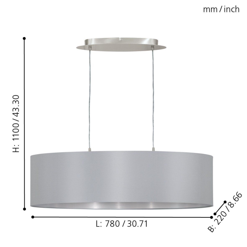 Eglo 31612 - Lestenec na vrvici MASERLO 2xE27/60W/230V