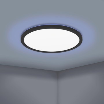 Eglo 31704 - LED RGBW zatemnjiva stropna svetilka ROVITO-Z 1xLED/16,5W/230V 2700-6500K premer 42 cm črna + daljinski upravljalnik