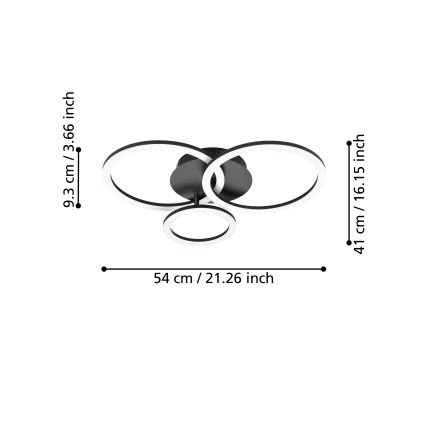 Eglo 31771 - LED Zatemnitvena stropna svetilka PARRAPOS-Z LED/33W/230V 3000-6500K črna
