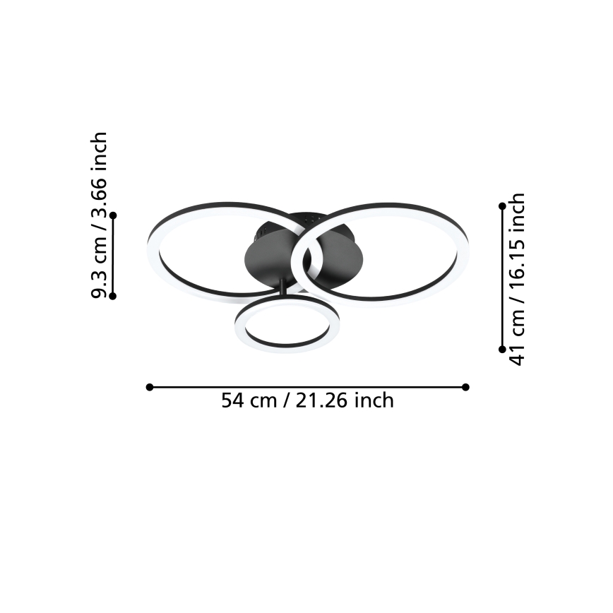Eglo 31771 - LED Zatemnitvena stropna svetilka PARRAPOS-Z LED/33W/230V 3000-6500K črna