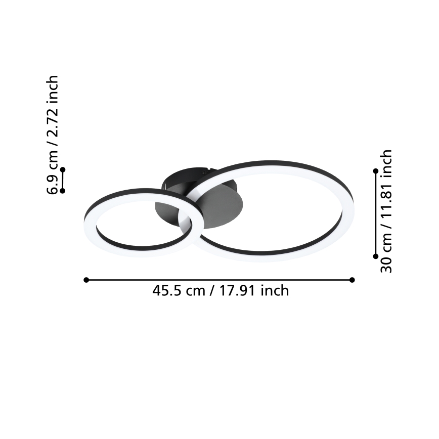 Eglo 31772 - LED Zatemnitvena stropna svetilka PARRAPOS-Z LED/15W/230V 3000-6500K črna