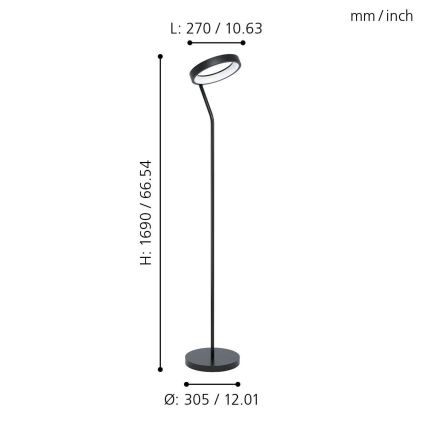 Eglo 32327 - LED RGBW stoječa svetilka z zatemnitvijo MARGHERA-C LED/15,5W/230V 2700-6500K črna