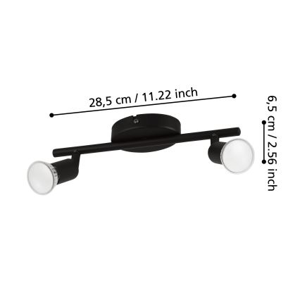 Eglo - LED Reflektor 2xGU10/2,8W/230V 3000K črna