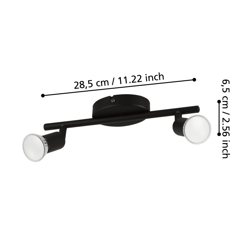 Eglo - LED Reflektor 2xGU10/2,8W/230V 3000K črna
