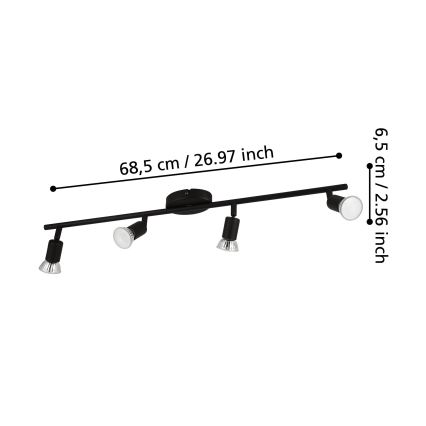 Eglo - LED Reflektor 4xGU10/2,8W/230V 3000K črna