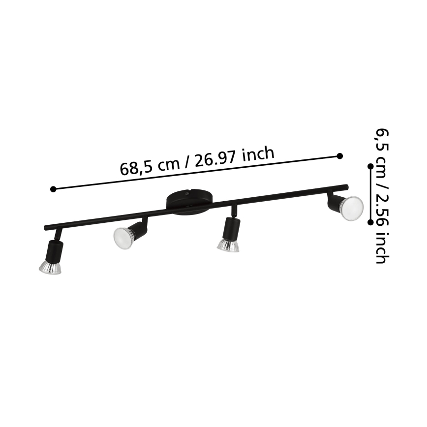 Eglo - LED Reflektor 4xGU10/2,8W/230V 3000K črna
