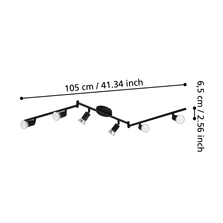 Eglo - LED Reflektor 6xGU10/2,8W/230V 3000K črna
