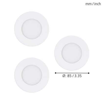 Eglo - Komplet 3x RGB LED zatemnljivo vgradno stropno svetilo FUEVA-C LED/3W/230V, premer 8,5 cm