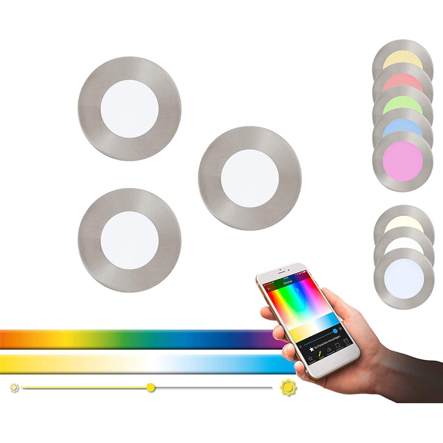 Eglo - SET 3x LED RGB Zatemnitvena vgradna svetilka FUEVA-C 1xLED/3W/230V