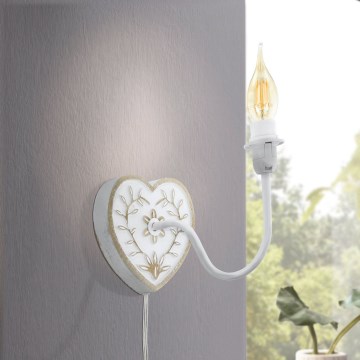 Eglo 33004 - Stenska svetilka 1xE14/40W/230V bela/patina