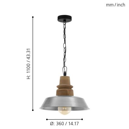 Eglo 33024 - Lestenec na verigi RIDDLECOMBE 1xE27/60W/230V