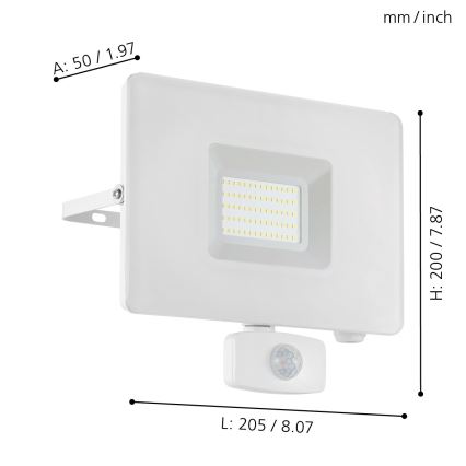 Eglo - LED reflektor s senzorjem LED/50W/230V IP44