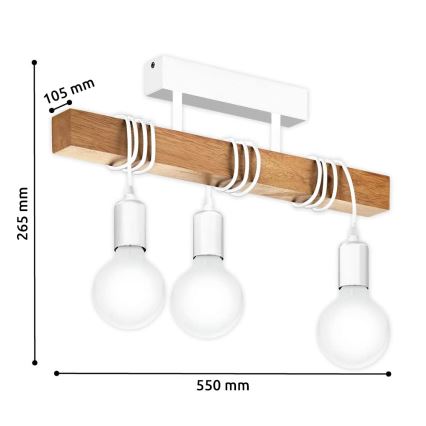 Eglo - Lestenec nadgradni 3xE27/60W/230V