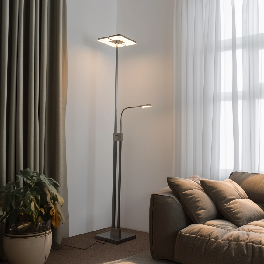 Eglo 33182 - LED Zatemnitvena talna svetilka SOLANO 1xLED/26W/230V +1xLED/3,2W 3000K mat krom