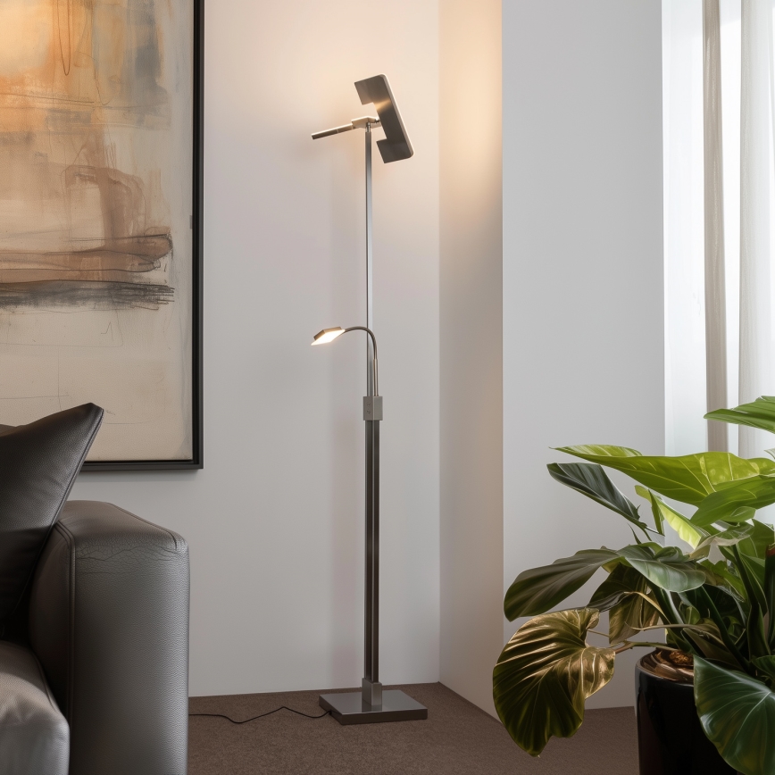Eglo 33182 - LED Zatemnitvena talna svetilka SOLANO 1xLED/26W/230V +1xLED/3,2W 3000K mat krom
