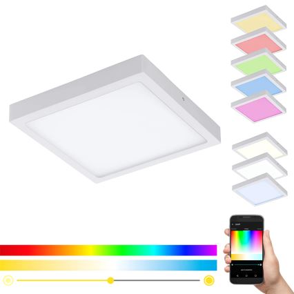 Eglo 33209 - LED RGBW zatemnljivo stropno svetilo FUEVA-C LED/21W/230V 2700-6500K 30x30 cm bela