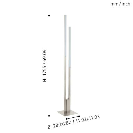 Eglo 33323 - LED RGBW Zatemnitvena talna svetilka FRAIOLI-C 2xLED/17W/230V 2700-6500K mat krom