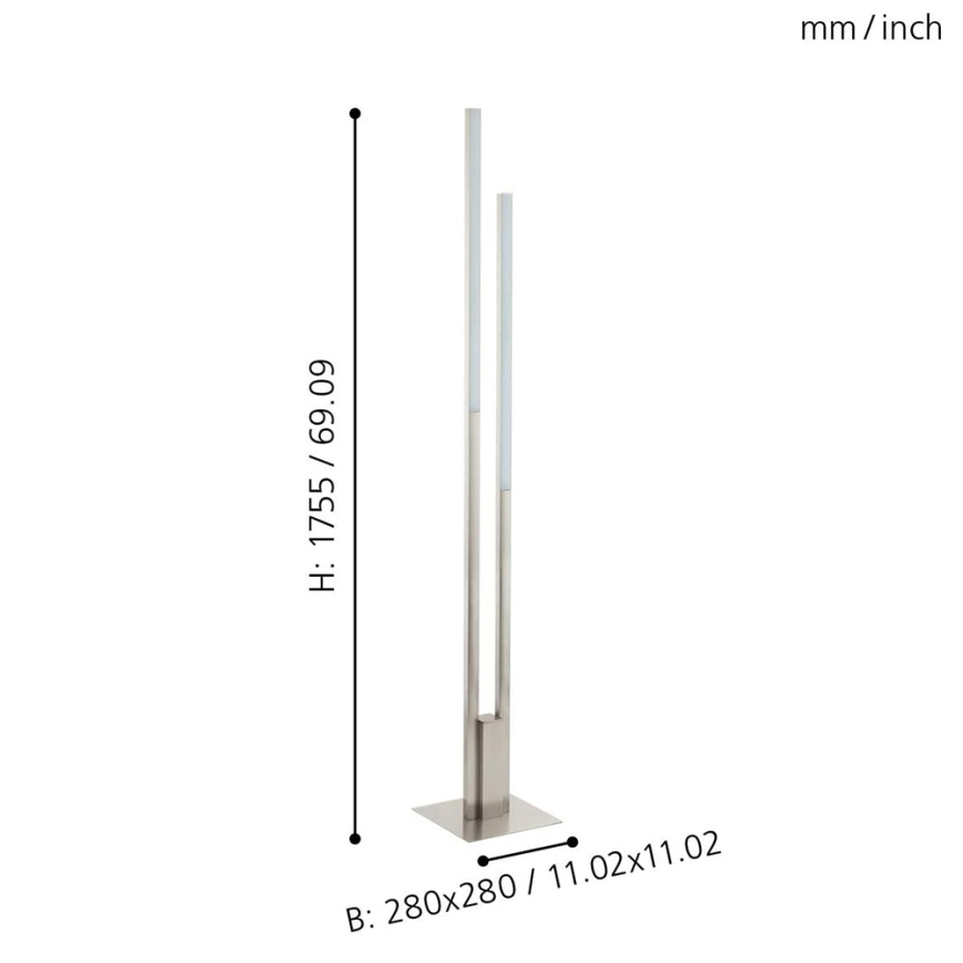 Eglo 33323 - LED RGBW Zatemnitvena talna svetilka FRAIOLI-C 2xLED/17W/230V 2700-6500K mat krom