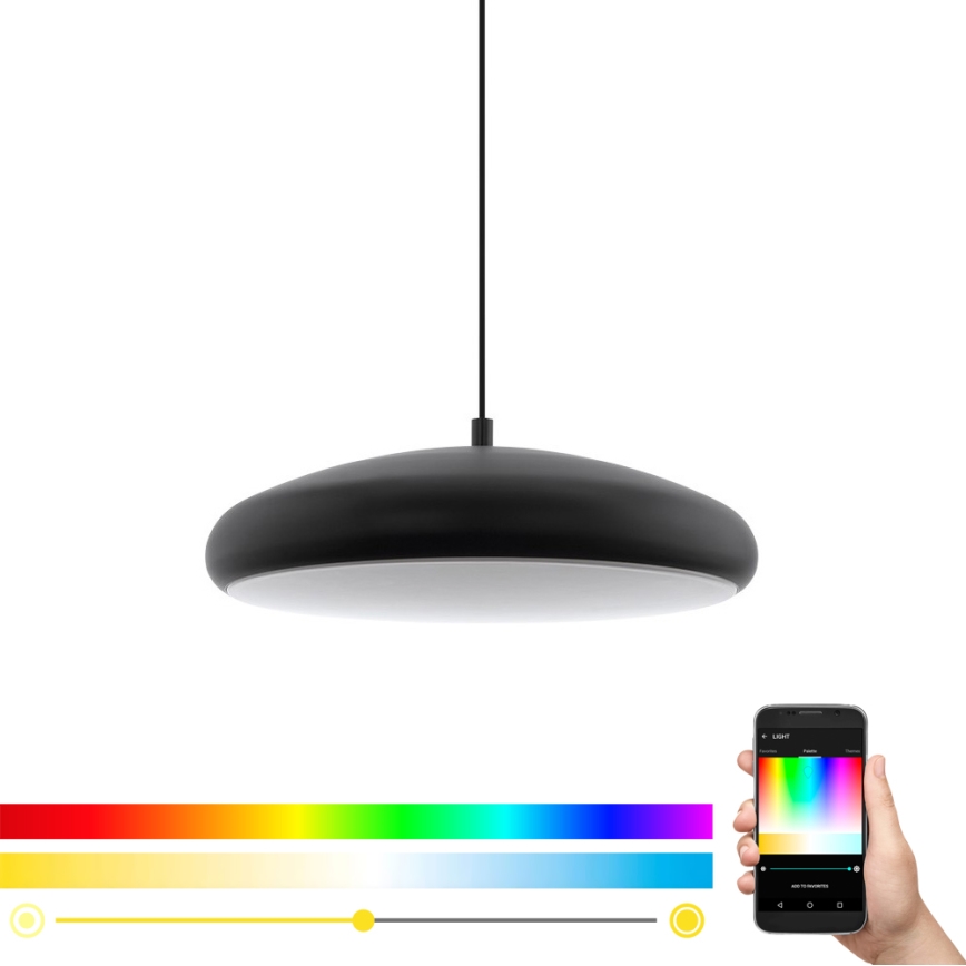 Eglo 33328 - LED RGBW Zatemnitveni lestenec na vrvici RIODEVA-C LED/27W/230V 2700-6500K črna