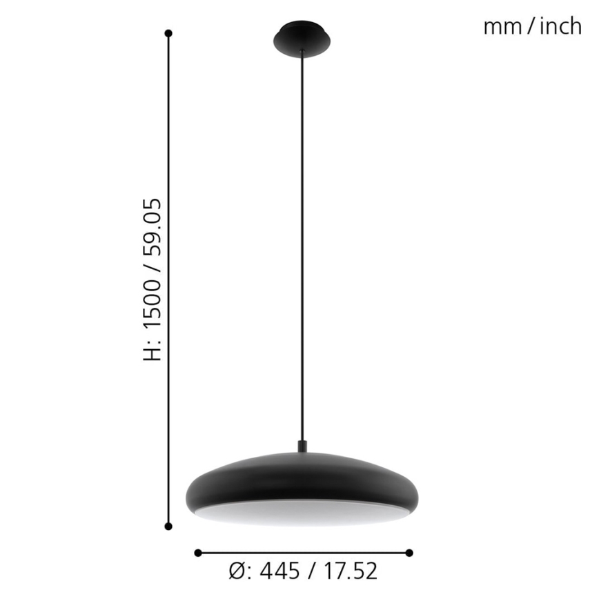 Eglo 33328 - LED RGBW Zatemnitveni lestenec na vrvici RIODEVA-C LED/27W/230V 2700-6500K črna