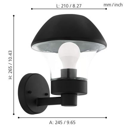 Eglo 33567 - LED zunanja stenska svetilka z zatemnitvijo VERLUCCA-C 1xE27/9W/230V IP44