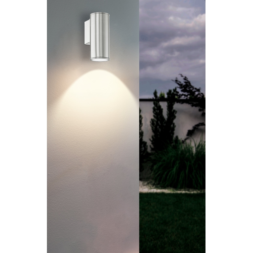 Eglo 33581 - LED RGBW zatemnjiva zunanja stenska svetilka RIGA 1xGU10/5W/230V 2700-6500K IP44 matni krom