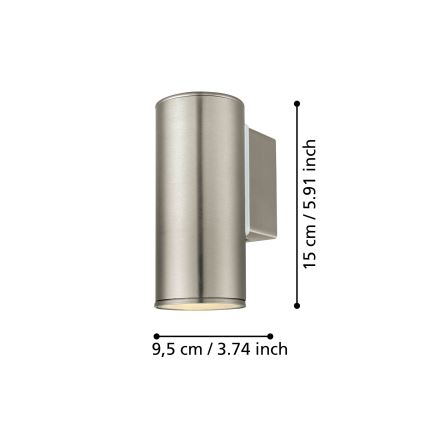 Eglo 33581 - LED RGBW zatemnjiva zunanja stenska svetilka RIGA 1xGU10/5W/230V 2700-6500K IP44 matni krom