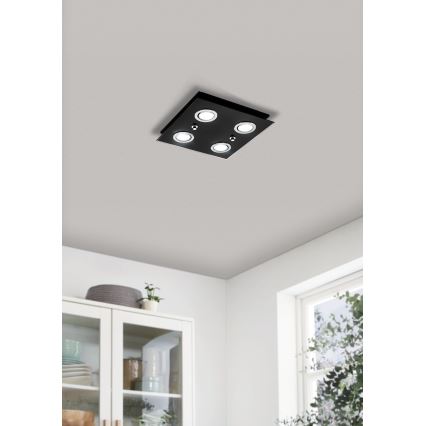 Eglo - LED Stropna svetilka 4xGU10/2,8W/230V 3000K črna