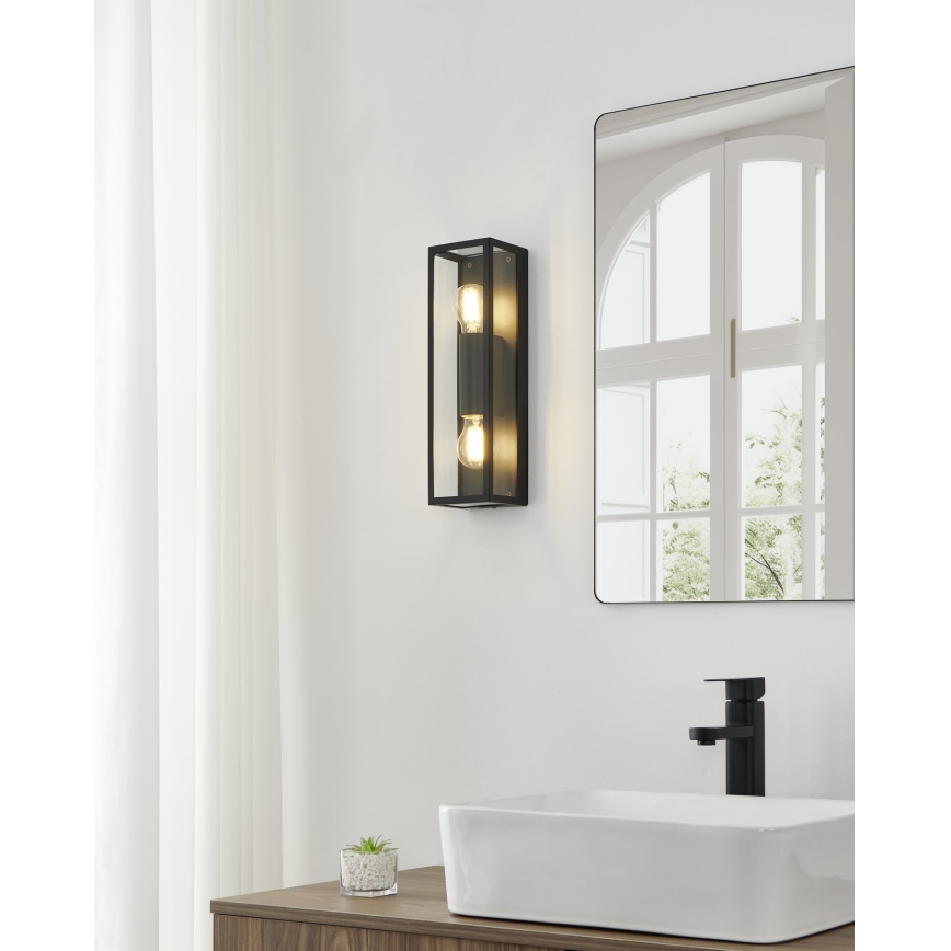 Eglo 33856 - Zunanja stenska svetilka ALAMONTE 2xE27/60W/230V IP44 črna