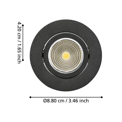 Eglo - LED Zatemnitvena vgradna svetilka LED/6W/230V črna