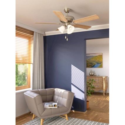Eglo 35077 - Stropni ventilator LAS PALMAS 3xE27/40W/230V matni krom/rjava