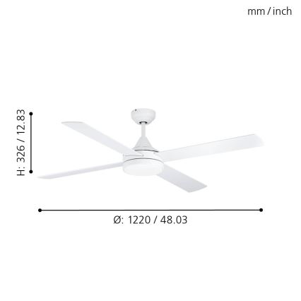 Eglo - LED Stropni ventilator LED/20W/230V 3000/4000/5000K + Daljinski upravljalnik bela