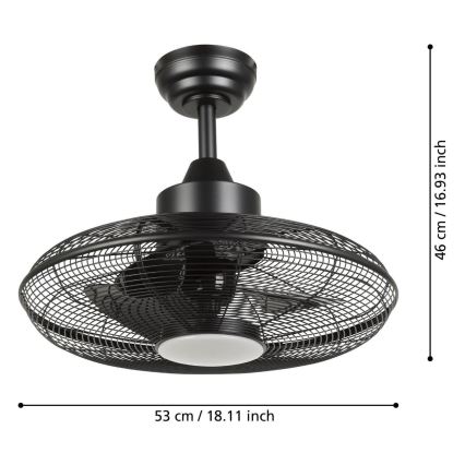 Eglo - LED stropni ventilator LED/15W/230V premer 53 cm črna + daljinski upravljalnik