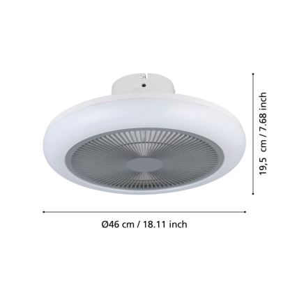 Eglo - LED Zatemnitveni stropni ventilator LED/25,5W/230V siva + Daljinski upravljalnik