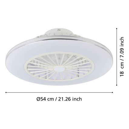 Eglo - LED zatemljiv stropni ventilator 3xLED/12,6W/230V 2700-6500K premer 55 cm bela + daljinski upravljalnik