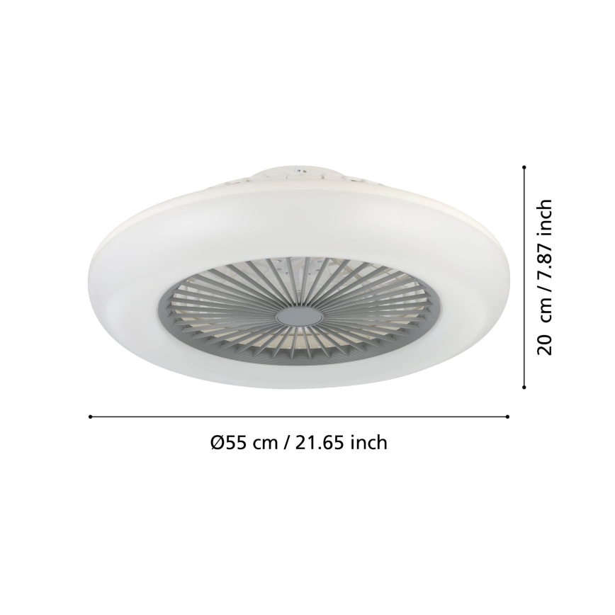Eglo - Zatemljiv LED stropni ventilator 3xLED/12,6W/230V 2700-6500K Ø 55 cm siva + daljinski upravljalnik