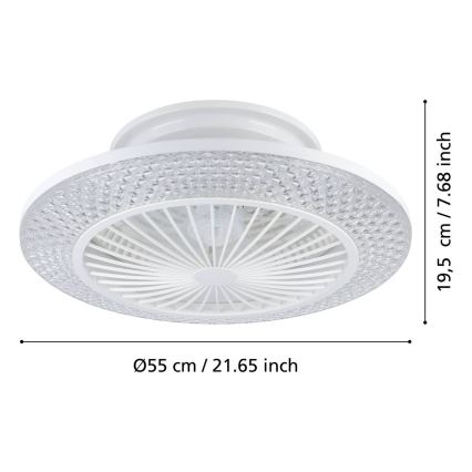 Eglo - Zatemljiv LED stropni ventilator 3xLED/12,6W/230V 2700-6500K, premer 55 cm, bela + daljinski upravljalnik