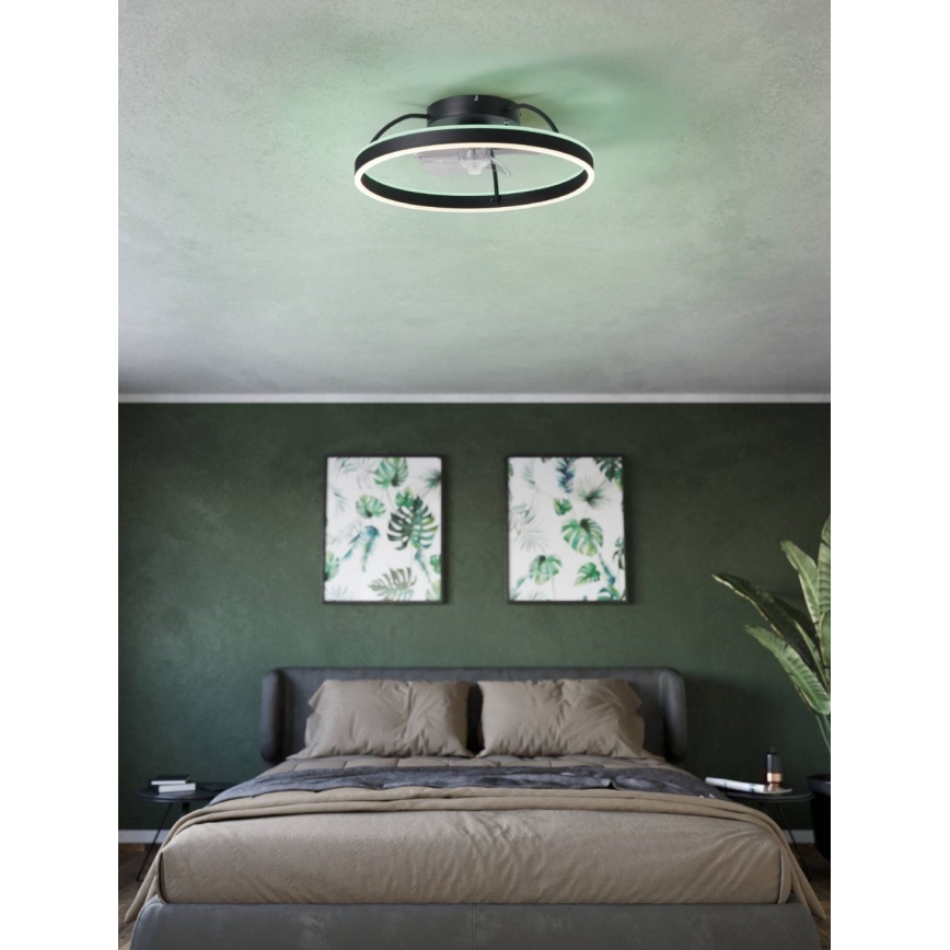 Eglo - LED RGBW zatemljiv stropni ventilator LED/36W/230V 3000-6500K Ø 50 cm črn + daljinski upravljalnik