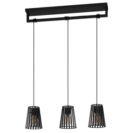 Eglo - Lestenec na vrvici 3xE27/40W/230V črna