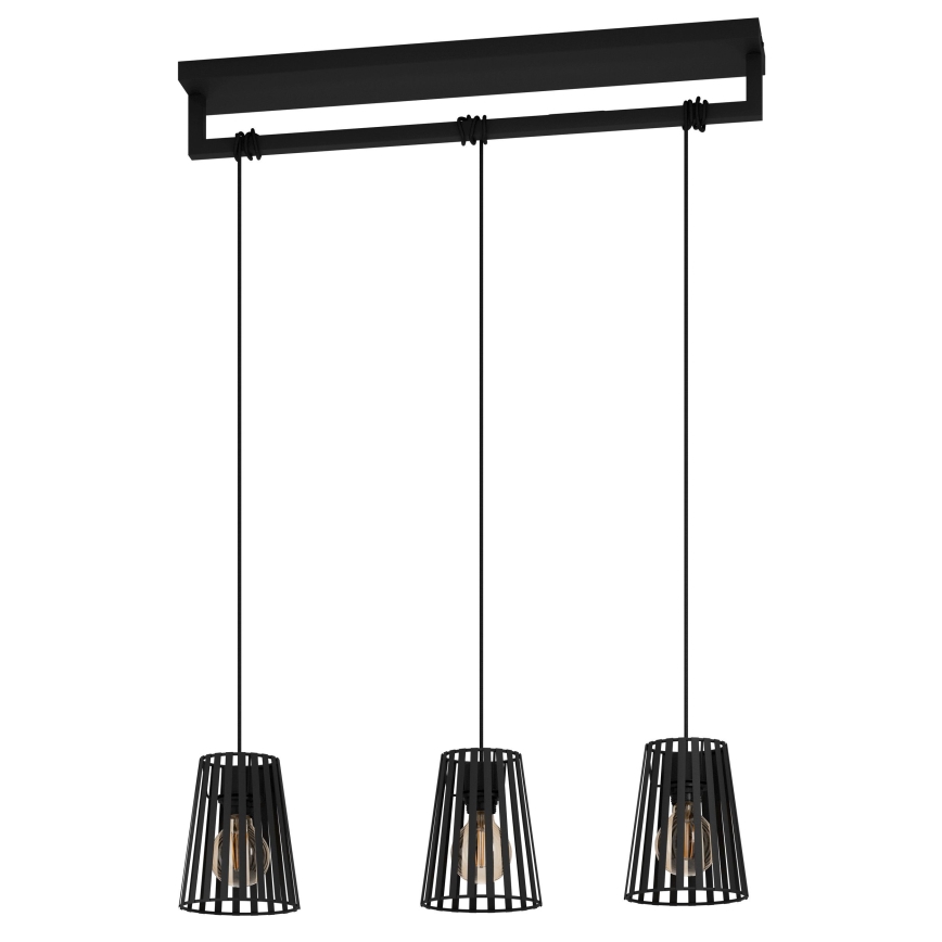 Eglo - Lestenec na vrvici 3xE27/40W/230V črna