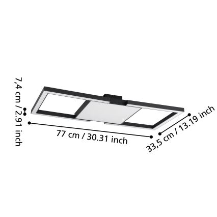 Eglo - LED Zatemnitvena stropna svetilka LED/26,2W/230V 2700-6500K črna + Daljinski upravljalnik