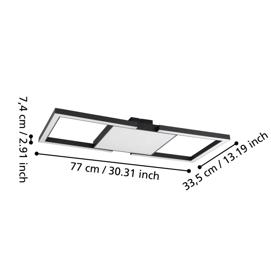Eglo - LED Zatemnitvena stropna svetilka LED/26,2W/230V 2700-6500K črna + Daljinski upravljalnik