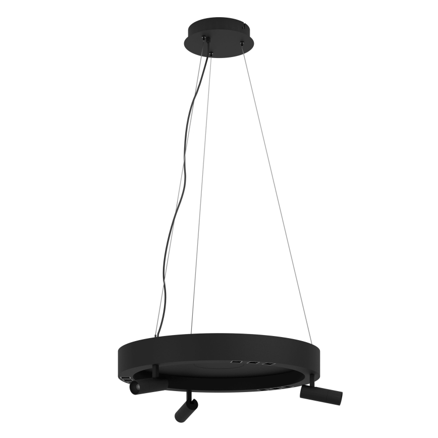 Eglo - LED Zatemnitveni lestenec na vrvici 3xLED/8W/230V + 3xLED/8,5W 3000K črna + Daljinski upravljalnik