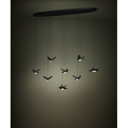 Eglo - LED Zatemnitveni lestenec na vrvici 8xLED/4,2W/230V 3000K črna