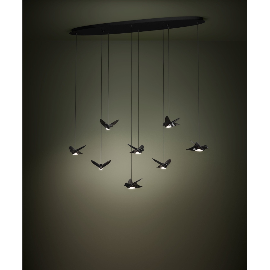 Eglo - LED Zatemnitveni lestenec na vrvici 8xLED/4,2W/230V 3000K črna