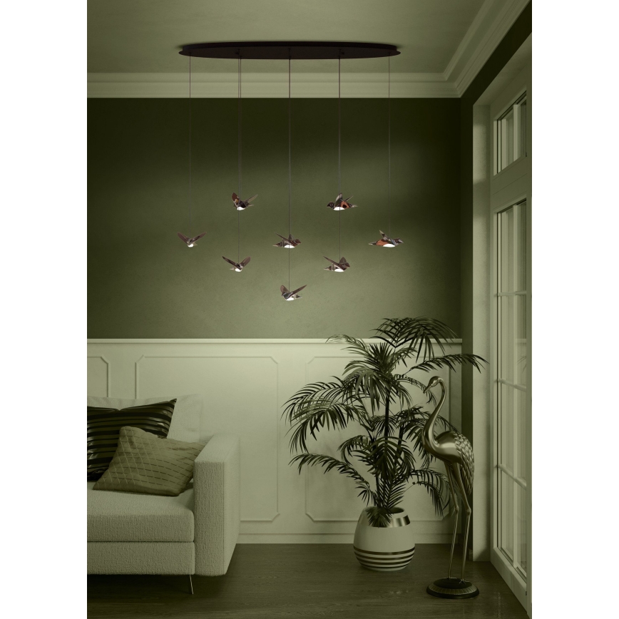 Eglo - LED Zatemnitveni lestenec na vrvici 8xLED/4,2W/230V 3000K črna
