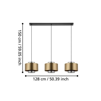 Eglo - Lestenec na vrvici 3xE27/40W/230V zlata
